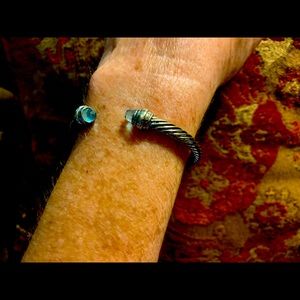 David Yurman 14k/SS Blue Topaz Cable Classics
